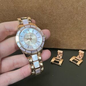 Honora watch rose gold and pink mother of pearl face with links